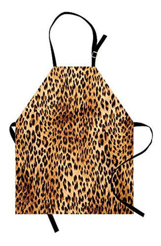 Lunarable Animal Print Apron - Lovable Wild Animal Leopard Skin Pattern 0