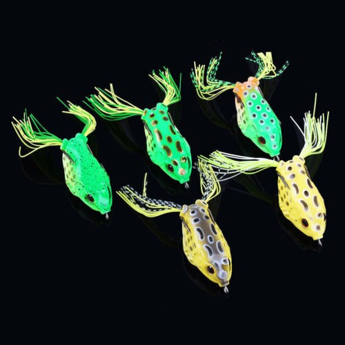 5pcs Soft Fishing Lures Frog Great Topwater Crankbait Hooks 4