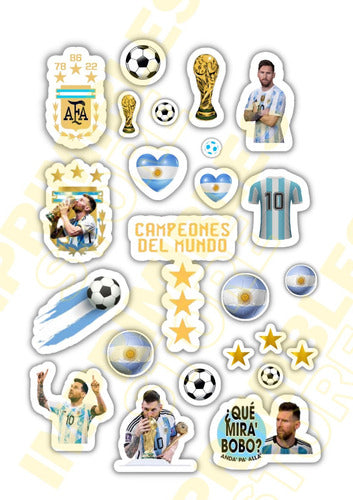 Imprimibles Store Toppers Stickers Imprimible Messi Argentina Campeón 0