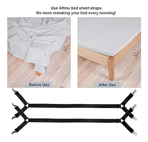 Attmu Bed Sheet Straps, Pack of 2 Adjustable Fitted Sheet Holders 1