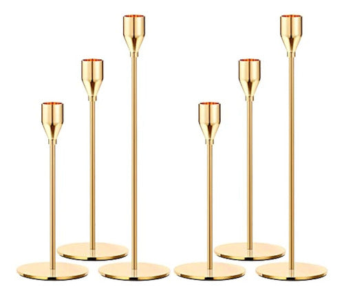 Oatnauxil Golden Metal Candle Holders for Weddings, Dinners 0