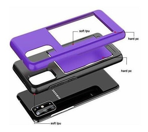 Asuwish Funda Para Galaxy A51 5g C/guarda Tarjetas + Vidrio Violeta 4