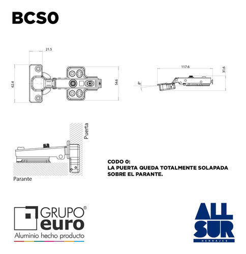 Grupo Euro Soft Close Hinge Codo 0 Kitchen Furniture 35mm 4 Pack 2