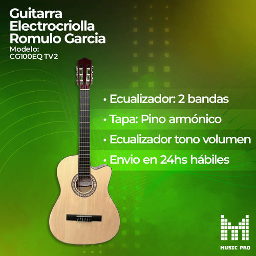 Rómulo García Guitarra Electrocriolla 2eq Exelente Sonoridad + Funda 1