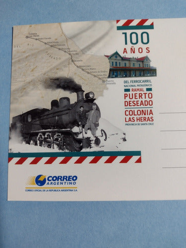 Tarjeta Conmemorativa 100 Años Del Ferrocarril Patagónico 1