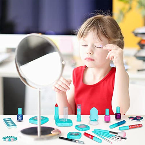 3 Years and Up Real Makeup Kit for Little Girls: With Dreamy Blue Bag 1