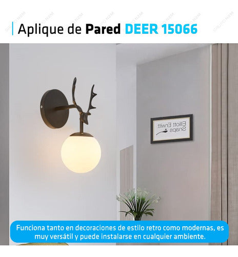 Modern Black LED Wall Light E27 Sphere Deer 4