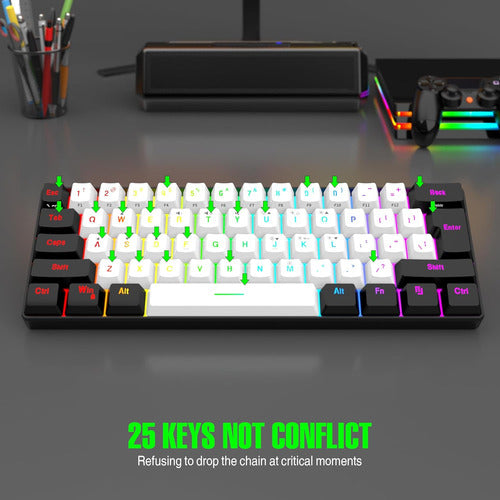 Teclado De Juegos Rgb Compacto 61 Teclas Para Pc/mac, Tamaño 7