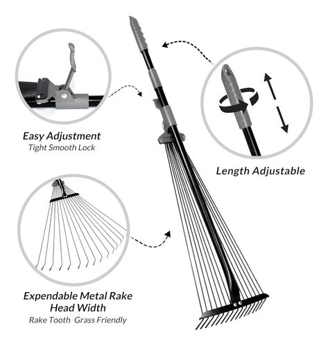 Walensee Garden Leaf Rake 64 Inches Adjustable Folding Leaves 1