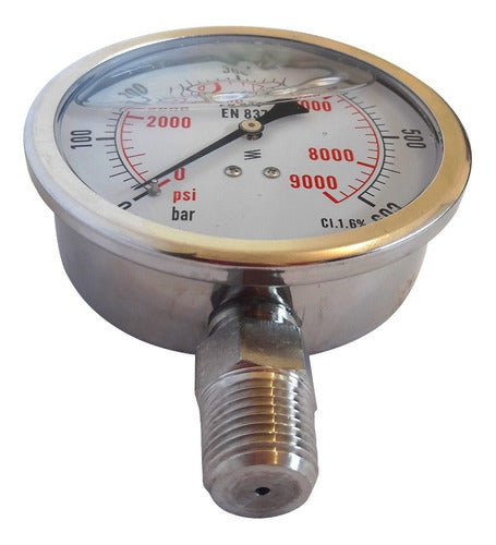 JMG Manometer with Glycerin Filling 100mm Diameter 0-600 Bar Bottom Connection 2