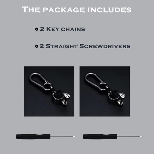 TANDRIVE 2 High-Quality Shiny Black Metal Keychains 6