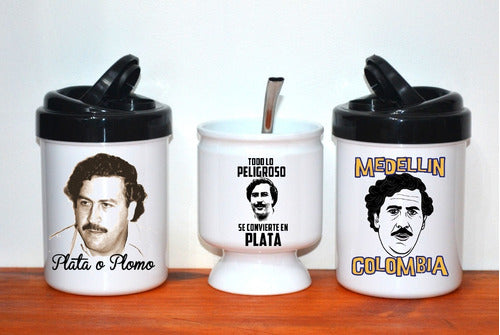 Set: Yerbera + Mate + Azucarera - Pablo Escobar 5