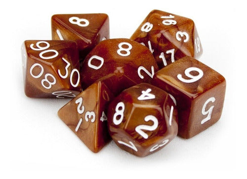 WiZ Set of 7 Pearl Brown Dice - Dungeon & Dragons & Vampire 0