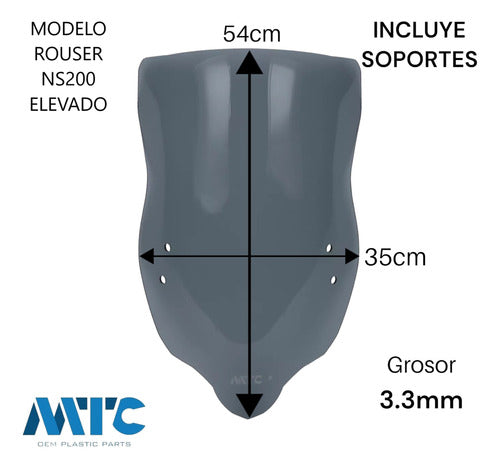 Parabrisa Elevado Con Soporte Bajaj Rouser Ns200 Fume Mtc 4