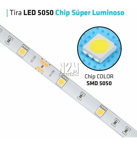 LED Strip 5050 Roll 10 Meters Colors 12V Interior + Power Supply 2