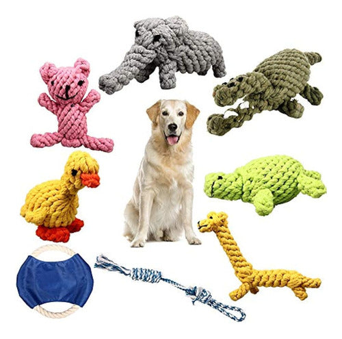 ZOUTOG Puppy Chew Toys, Juego de 8 Juguetes de Cuerda Para Perros 0