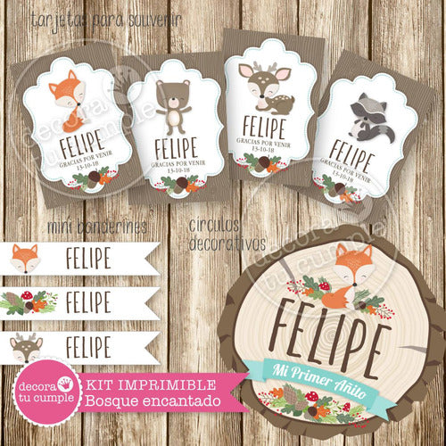 Decora Tu Cumple Printable Forest Animal Kit for Birthday Candybar 6