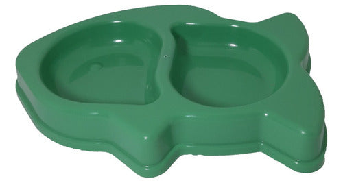 Valhalla Pets Double Plastic Food and Water Bowl - Fish Shape 1