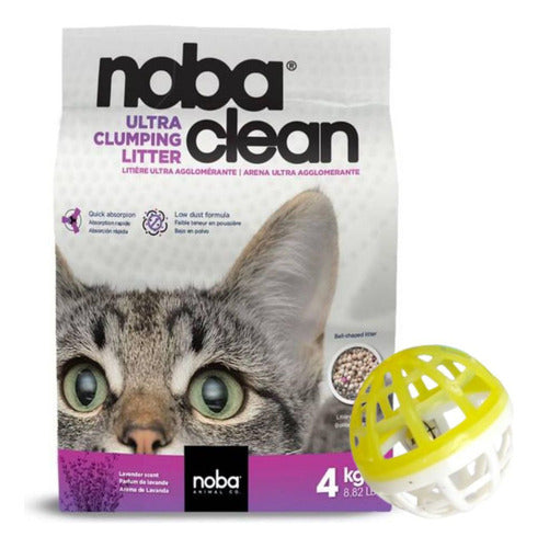 Noba Clear Clumping Cat Litter 4 Kg + Free Cat Bell Ball 0