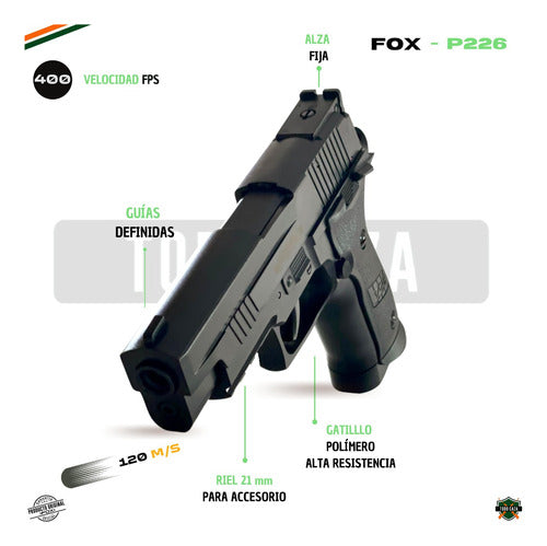 Fox Pistola Quality Co2 Funda Balines Garrafas 2