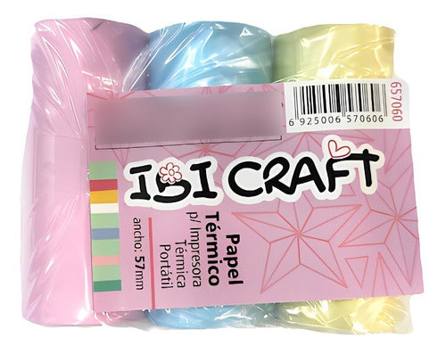 Ibi Craft 3 Color Thermal Paper Rolls For Printer 57mm X 4.5 Mt 0