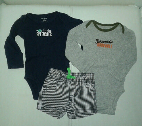 Set Carters Recien Nacido Ropa Bebe Body Manga Larga Short 0