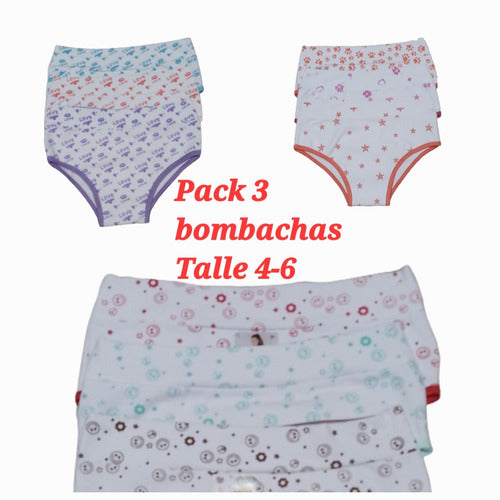 Pack of 3 Girls' Cotton Underwear Assorted 1