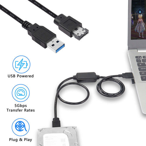 Xmsjsiy Cable Adaptador Usb A Esata De 5 Gbps Usb 3.0 A Alim 4