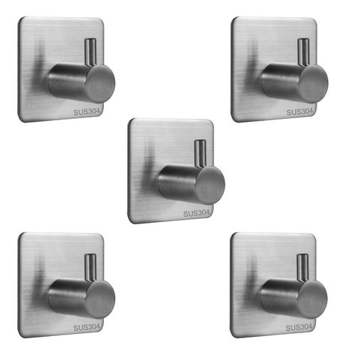 Bronzen Percha Simple Autoadhesiva Gancho 90° Baño Acero Inox X 5 0