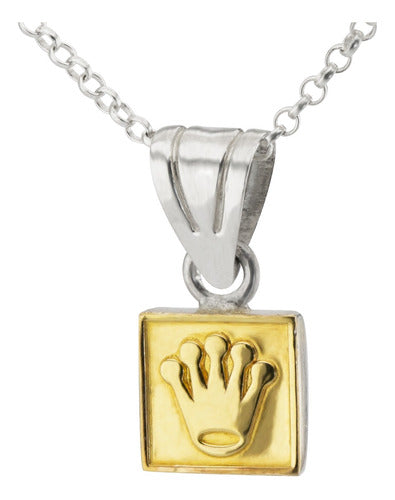 Square Crown Pendant Chain Silver and Gold Unisex Gift 1