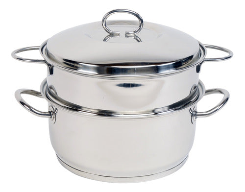 Golden Art Casserole + Steamer Stainless Steel Triple Bottom 20 Cm 0