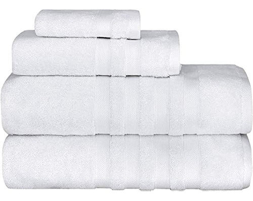 Towels Beyond - 4 Piece Luxury Cotton and Silk Bath Towel Set 1