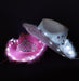 Cowboy Cowgirl LED Light-Up Hat with Feathers and Crown - White or Pink 8