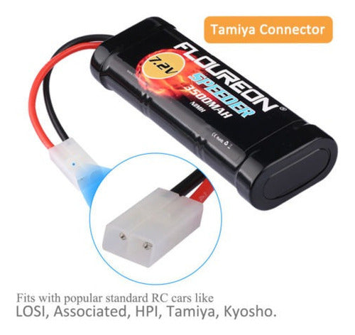 FLOUREON 4 X 7.2V 3500mAh Ni-MH Rechargeable with Tamiya Female Plug 3