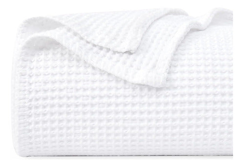 PHF Waffle Blanket Queen 229cm X 229cm, Lightweight and Soft for Summer 0