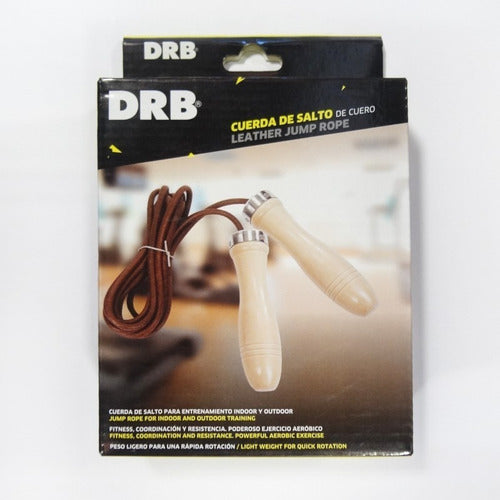 DRB Leather Jump Rope with Swivel Handle - Aerobic Exercise and Training Accessory 1