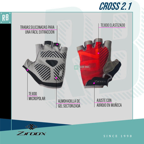 Ziroox Guantes Ciclismo Bicicleta Cross 2.1 Gel Importados 1