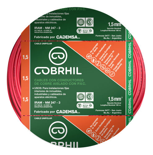 Cobrhil Cable Unipolar Normalizado 1x1.5mm² 100 Mts Rojo 0