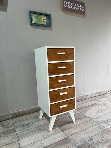 Solid Pine Wood 5-Drawer Chest of Drawers Chifforobe 40 cm 1