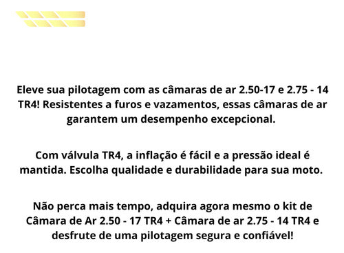 Kit Completo Câmara De Ar Pneu Aro 17 E 14 Traxx Sky 125 4