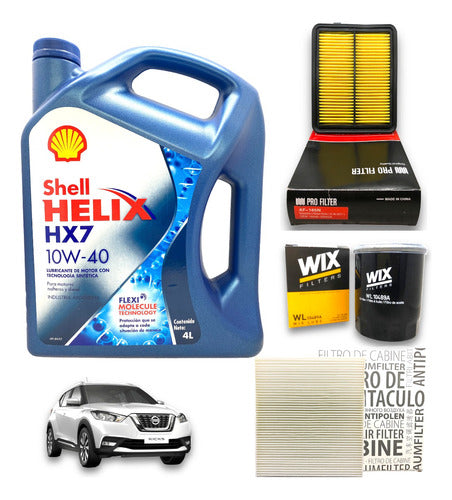 Kit 3 Filtros + Aceite Shell Hx7 Nissan Kicks 1.6 Nafta 0