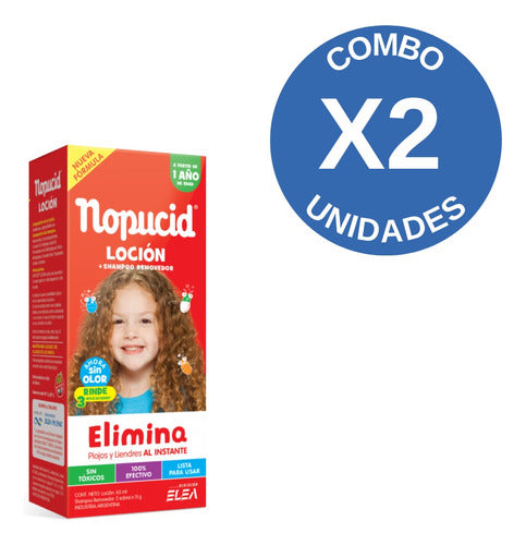 Combo X2 Nopucid Loción Elimina Piojos Y Liendres 65ml 1