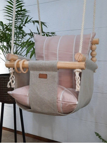Baby Swing FEFE - 6 Months to 3 Years - Fabric and Wood 0