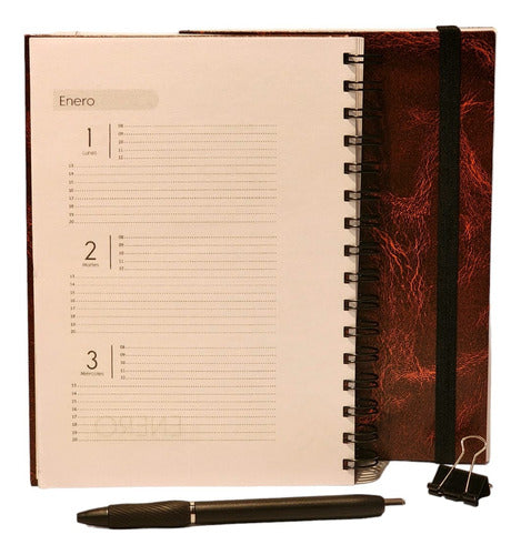 Scrappy Art 2024 A5 Weekly Planner 90 Pages with Elastic Closure Hard Red Cover 1