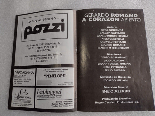 Programa De Teatro Obra De Gerardo Romano A Corazón Abierto 1