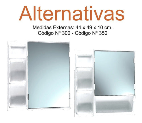 Tricolor Botiquin Baño Espejo 1 Puerta Marco Rectangular 32x49x10 6