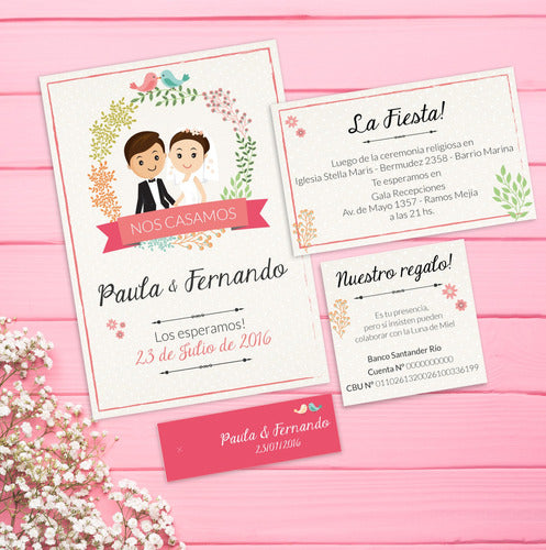 Entre Tintas y Papeles Customizable Wedding Invitation Card Set 5