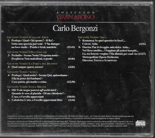 Carlo Bergonzi: Verdi's Masterpiece "Juana De Arco Attila" Sealed CD - Carlo Bergonzi Album Verdi Juana De Arco Attila Cd Sellado