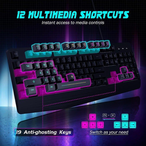 Teclado De Juegos Yesbeaut Con Iluminación Led De 7 Colores 4