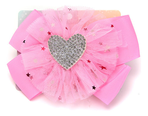 Mini Lucy Hair Bow Heart Tulle Bulk Dozen 5